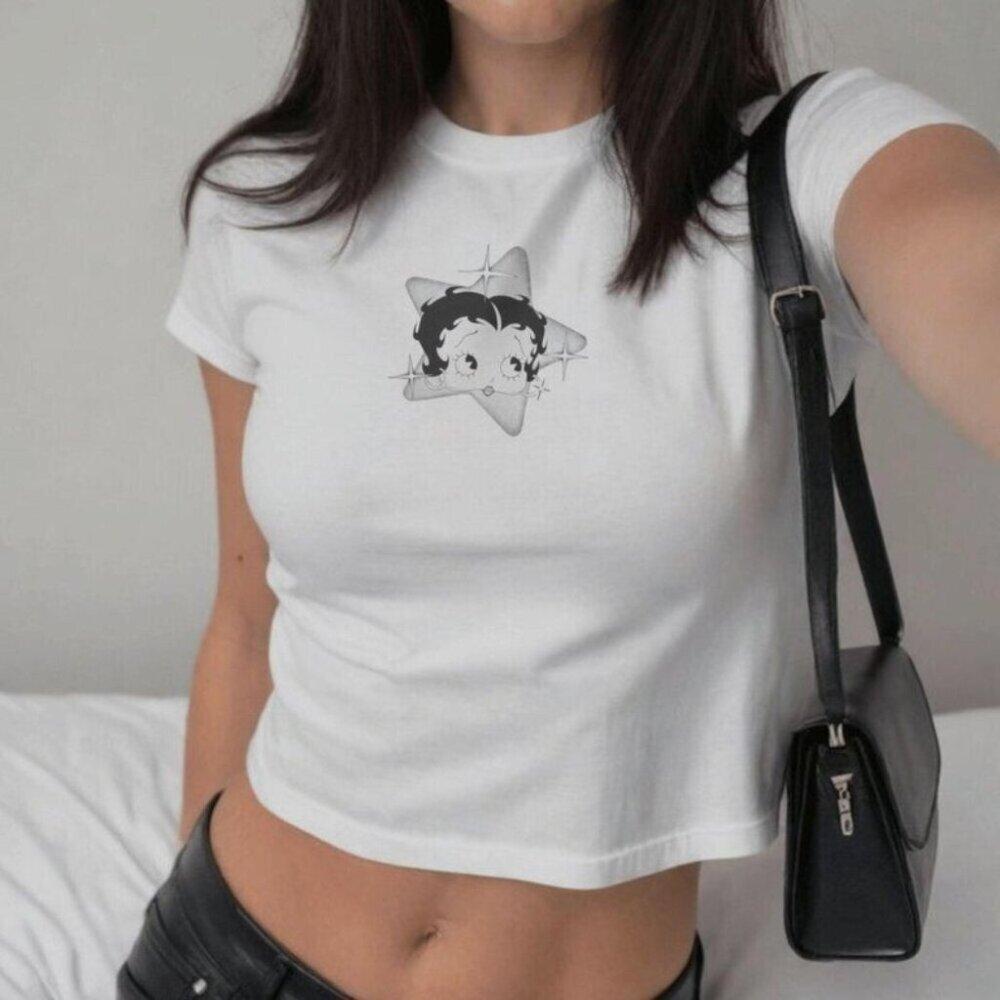 Betty Boop Y2K Cute Cartoon Trendy Retro Graphic Baby Tee T-Shirt 165